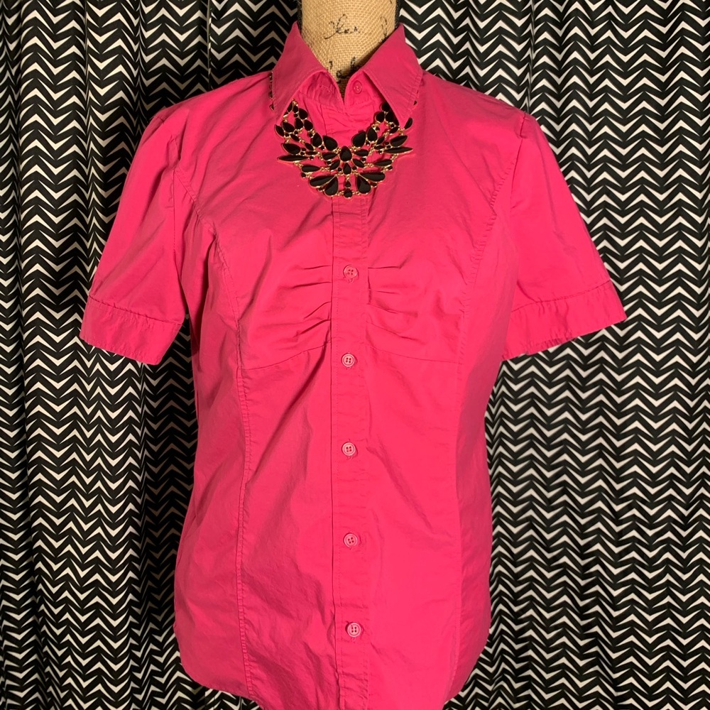 New York & Company Pink Casual Button Down Shirt